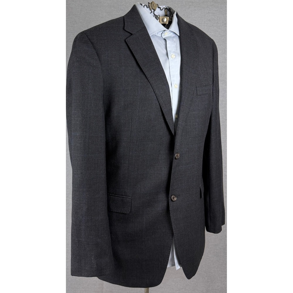 Lauren Ralph Lauren Mens 42L Slim Fit Wool Blazer Sport Coat Charcoal Glen Plaid